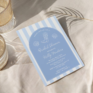 Modern Blue & White Coastal Cowgirl Bridal Shower Invitation