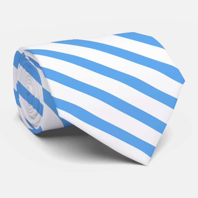 Modern Blue White Color Striped Template Elegant Neck Tie (Rolled)