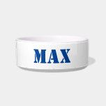 Modern blue white custom name dog cat bowl<br><div class="desc">Modern blue white custom name dog cat Bowl</div>