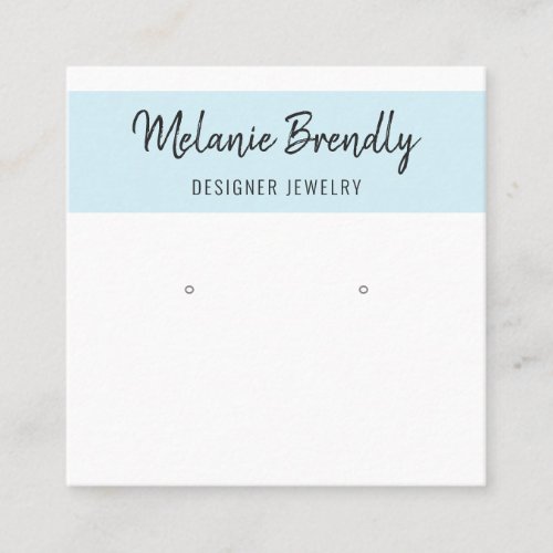 Modern Blue White Earring Display  Square Business Card