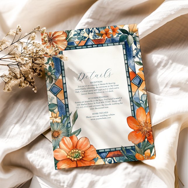 Modern Blue & White Floral Mediterranean Tiles Enclosure Card (Creator Uploaded)