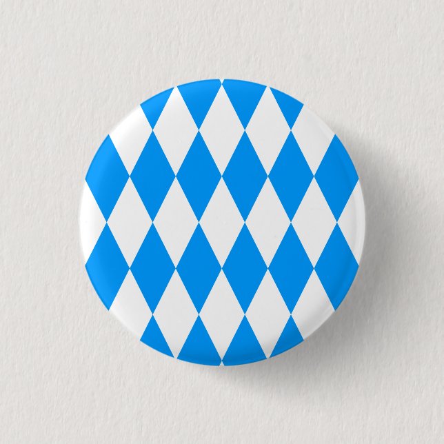 Modern Blue White Fresh Bavaria Pattern Pinback Button (Front)