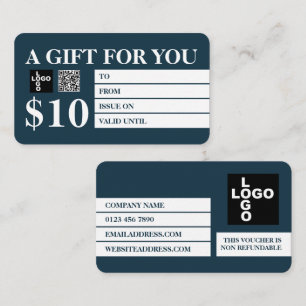 Modern Blue & White Gift Certificate Cards