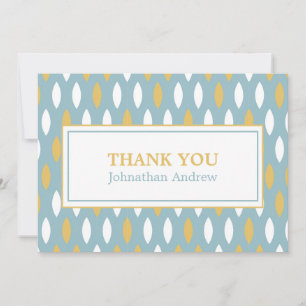 Modern Blue White & Gold Pattern Bar Mitzvah Thank You Card