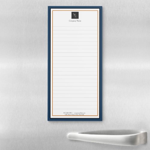 Modern Blue White Gold with Business Logo Magnetic Notepad