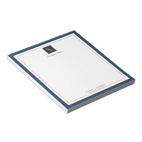 Modern Blue White Gold with Business Logo Notepad