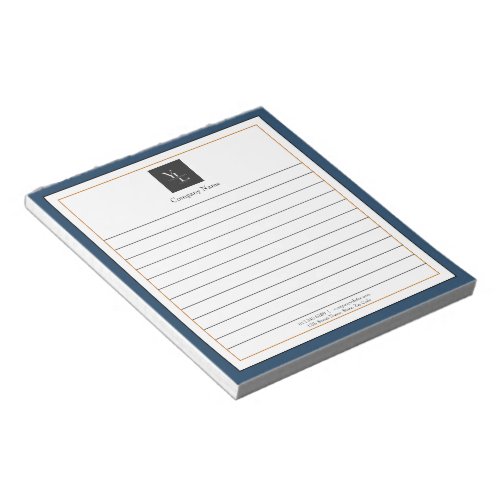 Modern Blue White Gold with Business Logo Notepad