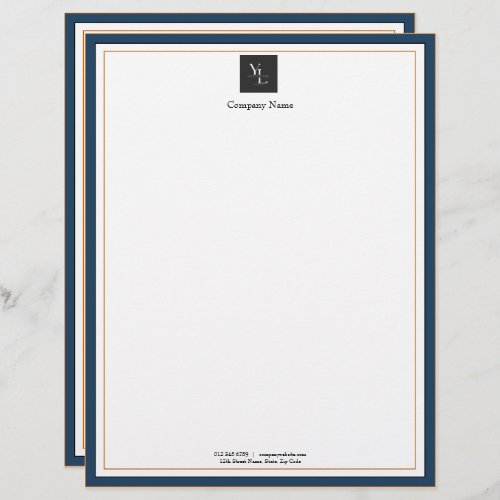 Modern Blue White Gold with Logo Business Letterhead