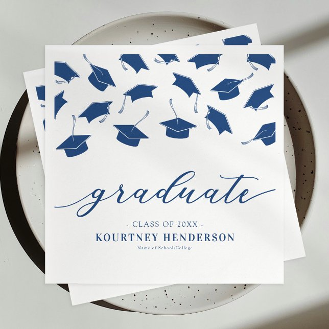 Modern Blue White Graduation Napkins (Creator Uploaded)