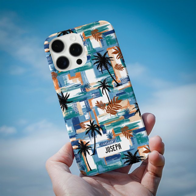 Modern Blue White Hawaii Island Tropical Custom Case-Mate iPhone Case (Modern Blue White Hawaii Island Tropical Custom Case-Mate iPhone Case)
