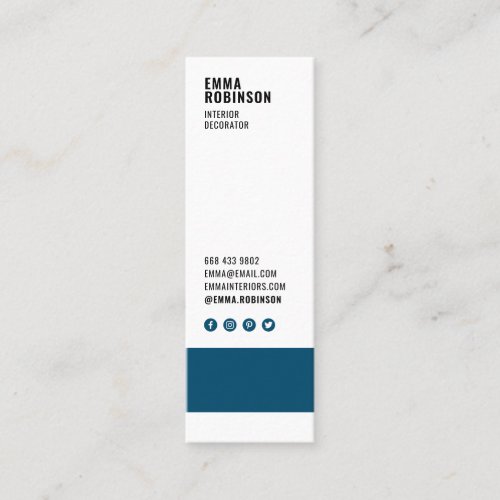 Modern blue white interior decorator paint swatch mini business card