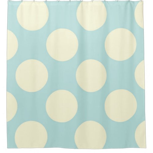 Modern blue white large polka dots shower curtain