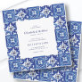 Modern Blue & White Mediterranean Tiles Wedding Invitation