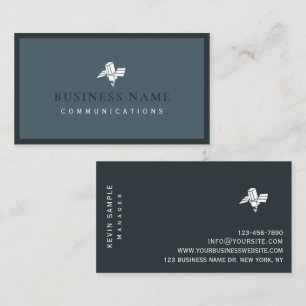 Modern Blue White Minimal Communications Company Business Card