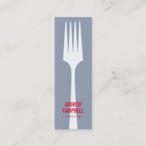 Modern blue white minimalist fork catering logo mini business card