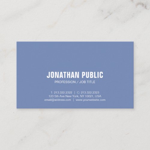 Modern Blue White Minimalistic Professional Plain Business Card