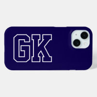 Modern Blue White Monogram Initials
