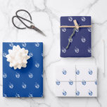 Modern blue white navy dreidel patterns Hanukkah Wrapping Paper Sheets<br><div class="desc">Elegant blue, white and navy blue dreidel patterns minimalist modern Hanukkah gift Wrapping Paper sheets. Three assorted patters and colors: Blue and white. White and blue. Navy blue and white. Dreidel (a spinning top with four sides, each inscribed with a letter of the Hebrew alphabet) These wrapping paper sheets are...</div>