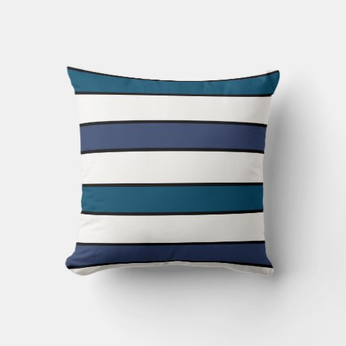 Modern Blue White  Navy Stripe decorative  Throw Pillow