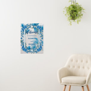 Modern  Blue & White Overlay Flowers wedding Foam Board