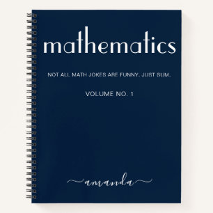 Modern Blue White Personalized Mathematics Notebook