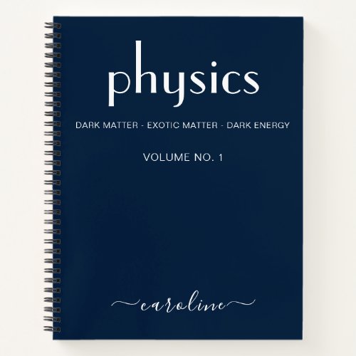 Modern Blue White Personalized Physics Notebook