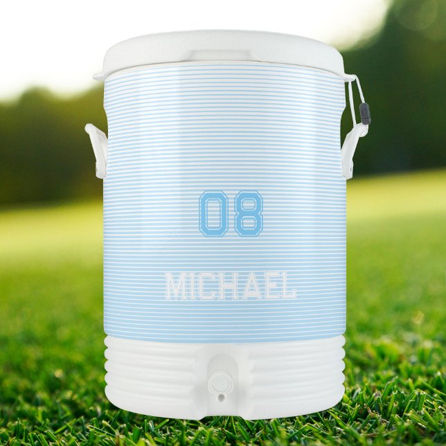 Modern Blue White Player Name Jersey Number Sports Beverage Cooler (Modern Blue White Player Name Jersey Number Sports Beverage Cooler)
