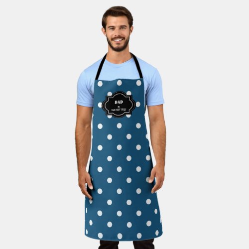 Modern blue white polka dots Dad is best chef Apron