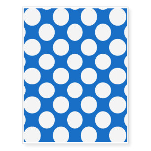Modern Blue White Polka Dots Pattern Temporary Tattoos
