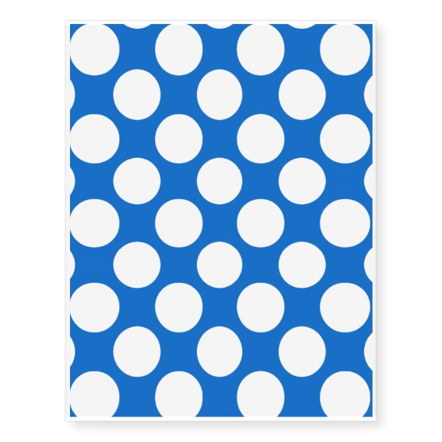 Modern Blue White Polka Dots Pattern Temporary Tattoos (Front)