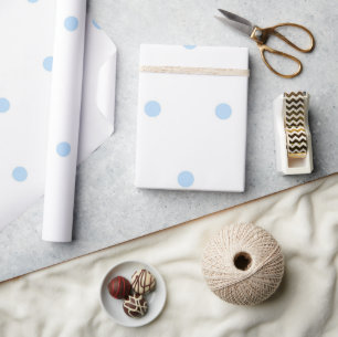 Modern Blue & White Polka Dots Pattern Wrapping Paper