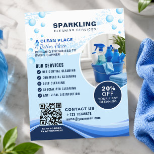 Modern Blue White Professional Cleaning Services Flyer