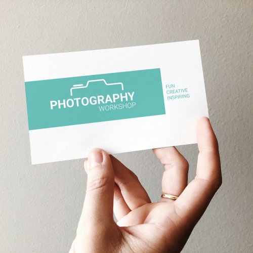 Modern Blue  White Professional Photography Business Card
