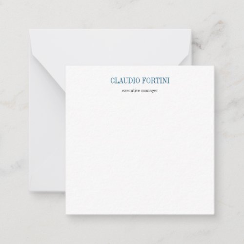 Modern Blue White Professional Plain Minimalist Note Card