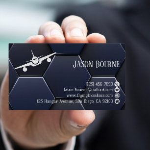 Modern Blue White Professional QR Code Business Card