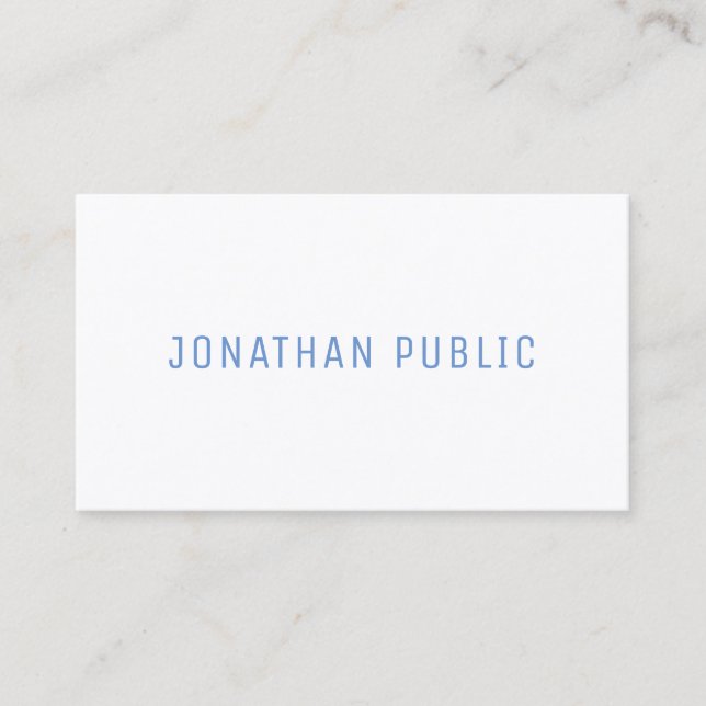 Modern Blue White Simple Design Elegant Template Business Card (Front)