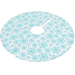 Modern Blue White Snowflake Pattern Christmas Brushed Polyester Tree Skirt
