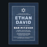 Modern blue white Star of David bar mitzvah Invitation<br><div class="desc">Modern,  blue bar mitzvah invitations with white Star of David. For more products,  custom requests,  sales,  news and more,  please follow us on Facebook: @chaistationery</div>