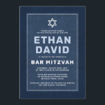 Modern blue white Star of David bar mitzvah Invitation<br><div class="desc">Modern,  blue bar mitzvah invitations with white Star of David. For more products,  custom requests,  sales,  news and more,  please follow us on Facebook: @chaistationery</div>