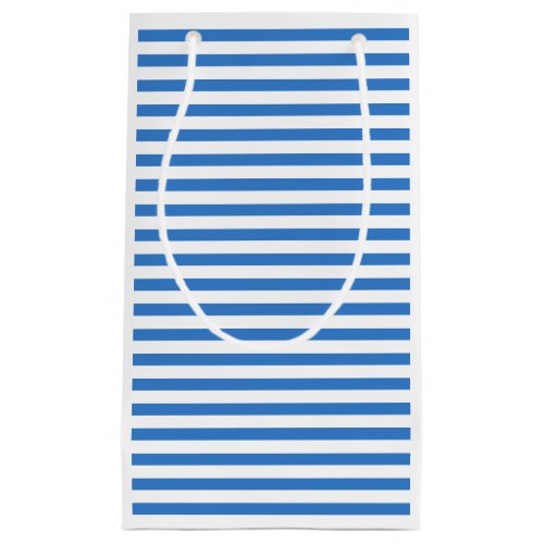 Modern Blue White Striped Elegant Trendy Template Small Gift Bag