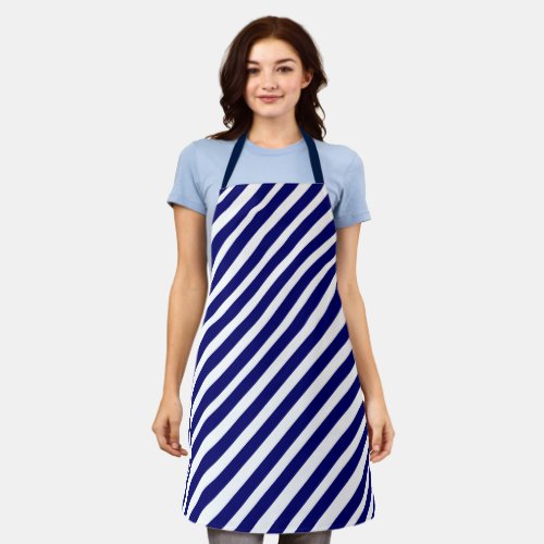 Modern Blue White Stripes Pattern  Apron