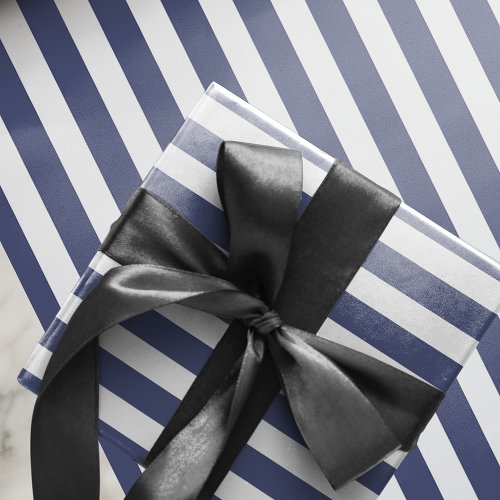Modern Blue White Stripes  Wrapping Paper