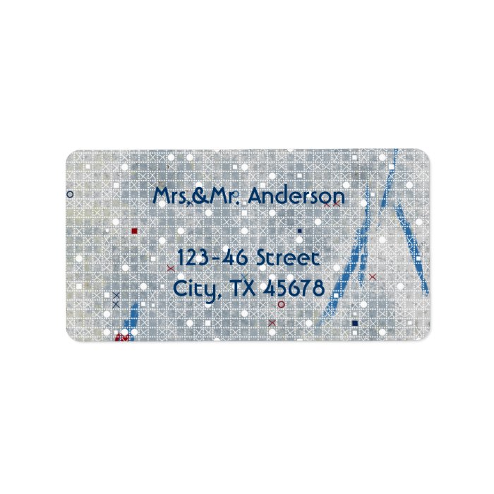 Modern Blue white wedding Umbrella winter wedding Address Label