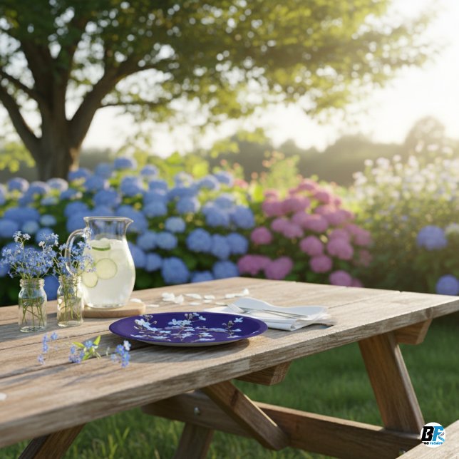 Modern Blue Wildflower Garden Greenery Baby Shower Paper Plates (Creator Uploaded)
