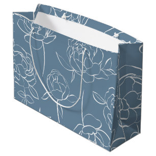 Modern Blue Wildflower Large Gift Bag