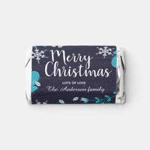 Modern Blue Winter Botanical Custom Christmas Hershey's Miniatures