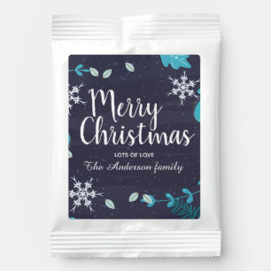 Modern Blue Winter Botanical Custom Christmas Hot Chocolate Drink Mix