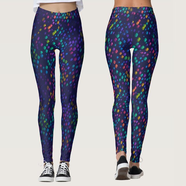 Modern Blue With Colorful Rainbow Geometric Light Leggings (Creator Uploaded)