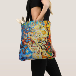 Modern Blue Yellow Abstract Art Tote Bag