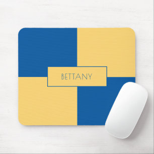 Modern Blue & Yellow Checkered Mouse Pad